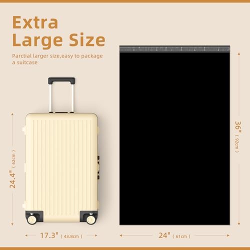 Fuxury Extra Large Poly Mailers 24x36" 25 Pc, XXL Jumbo Shipping Bags,Black - Image 2