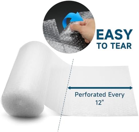 Bubble Cushioning Wrap - Large Plastic Packing Roll for Moving Boxes & Shipping Supplies - Moving Supplies, Perforated Every 12 inch x 36 ft (Pack of 6) - Image 2