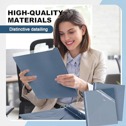 Teling 24 Pcs Report Covers with 3 Prongs for 8.5'' x 11'' Paper(Grey Blue) - Image 5