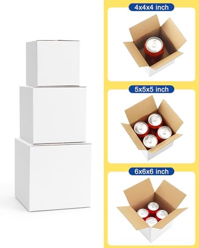 Assorted-Sizes-Shipping-Boxes-45-Pack: 4x4x4 & 5x5x5 & 6x6x6 Small-Shipping-Boxes-Mailers, White Corrugated-Cardboard-Boxes-for-Packing-Small-Business Mailing - Image 3