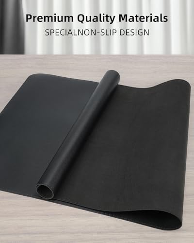 AFIING Desk Pad Protector 23.6" x 13.7" - Non-Slip Waterproof PU Leather Desk Mat for Mouse, Keyboard, Laptop, Office and Home Workspace (Black) - Image 2