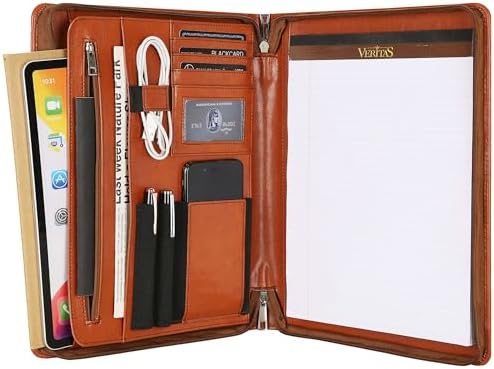 DUKE&COW Personalized Vegan Leather Portfolio for Men, Brown, A4 Writing Pad Holder Organizer by DUKECOW