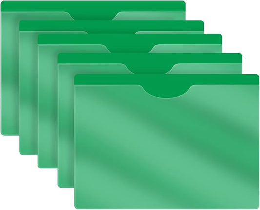 Green Plastic Folders with Pockets and Clear Cover, Doctor Stuff, Letter Size, Top Loading Vinyl File Folders, Job Jacket, Documents Holder, Pack of 100 by DoctorStuff