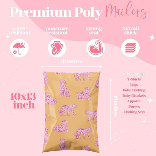 Pretty Package Store Poly Mailers 10x13, Pink Leopard, 100 Pack - Image 3