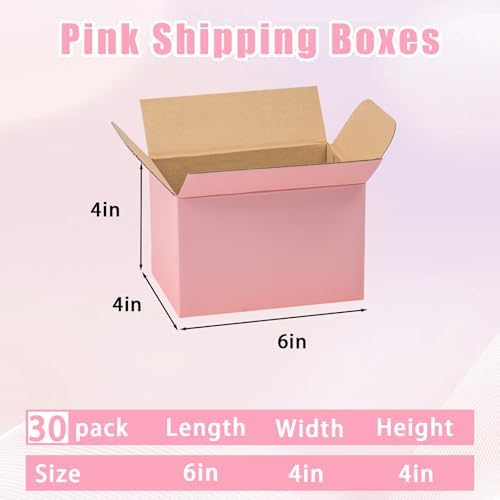 Small Pink Shipping Boxes 6x4x4 Inches, 30 Pack Mailer Boxes, Corrugated Cardboard Boxes for Packaging, Shipping, Mailing - Image 2