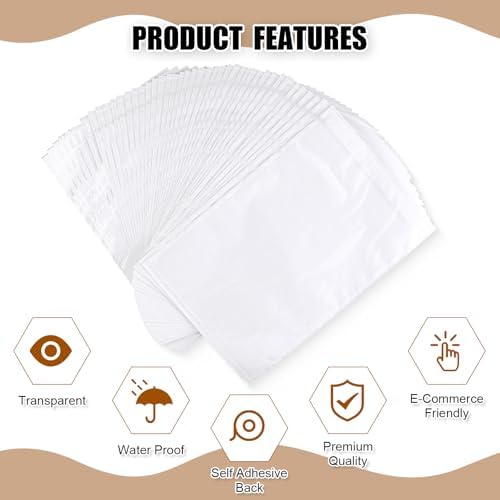 Cholemy 200 Pcs 9.5 x 12 in Clear Packing Slip Pouches Shipping Label Sleeves Adhesive Packing List Pockets Envelopes Mailing Protectors Slip Envelope Pouches Holders Cover Enclosed Bag - Image 3
