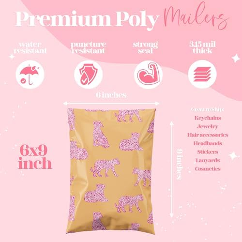 Pretty Package Store Poly Mailers 6x9, Pink Leopard, 100 Pack - Image 3