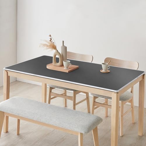 Dark Gray Leather-Look Plastic Table Protector Cover Pad, 36x60 inch by FURKIT