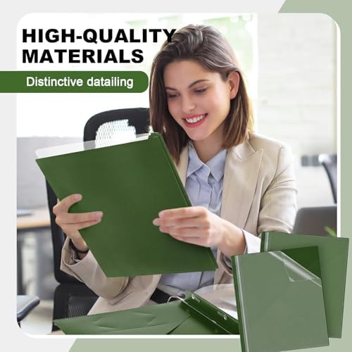 Teling Clear Report Cover with 3 Prongs, Plastic Report Presentation Folders 90 Sheet Capacity Resume Document Covers for School Office(Dark Green,24 Pcs) - Image 4