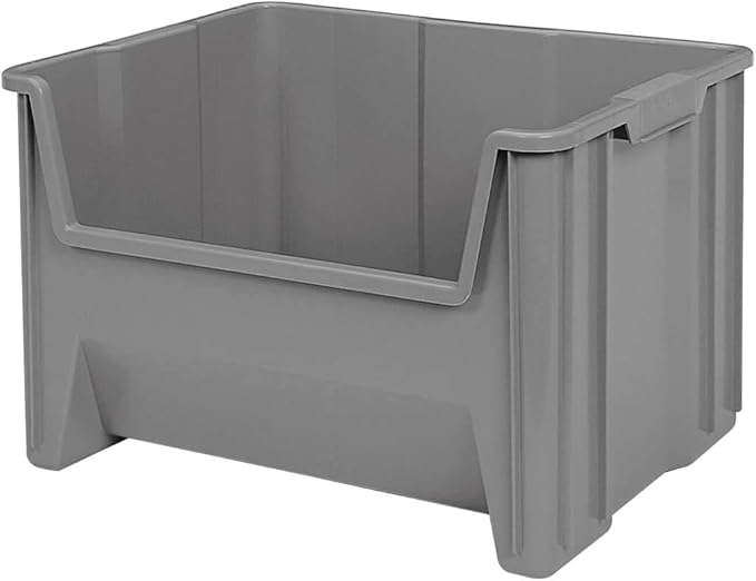 Akro-Mils 13017 Stak-N-Store Stackable Storage Bins, Heavy Duty Garage Storage Containers, Open Front Plastic Organizer for Tools, Shelves, Closet Organizer, 15" x 20" x 12-1/2", Grey, 3-Pack by Akro-Mils