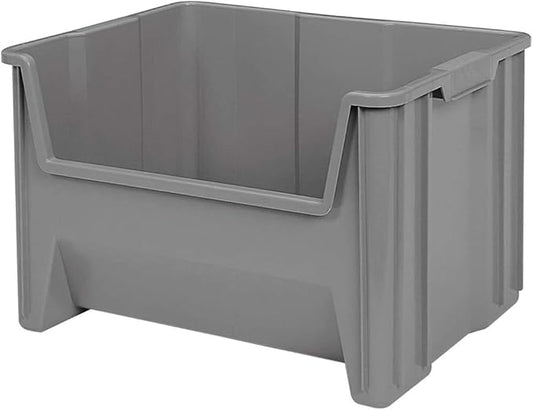 Akro-Mils 13017 Stak-N-Store Stackable Storage Bins, Heavy Duty Garage Storage Containers, Open Front Plastic Organizer for Tools, Shelves, Closet Organizer, 15" x 20" x 12-1/2", Grey, 3-Pack by Akro-Mils