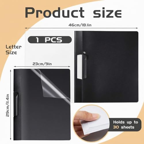 Maitys 1 Pack Clear Report Covers with Clip, Black - Image 2