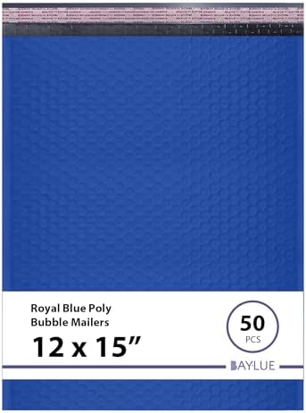 Royal Blue Bubble Mailers 12x15, Self Seal Poly Padded Envelopes, 50 Pack by BAYLUE