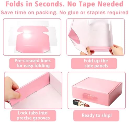 6x6x2 inch Glossy Pink Shipping Boxes, 50 Pack Corrugated Cardboard Mailing Boxes for Small Business Packaging, Shipping Candles, Coasters - Image 4