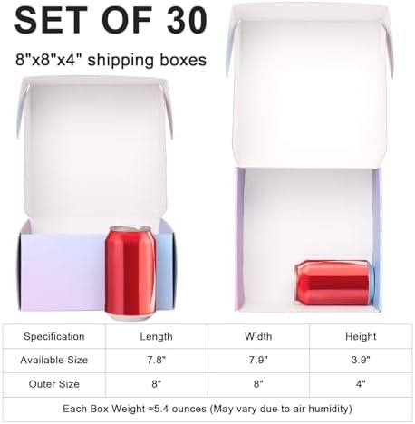 8"x8"x4" Medium Shipping Boxes, 30 Pack Medium Cardboard Packing Boxes, Purple Mailing Shipping Boxes for Small Business - Image 2