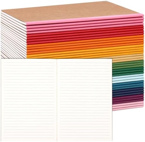 LABUK 40pcs Journals Bulk, A5 Kraft Lined Journaling Notebooks Bulk, Rainbow Composition Notebook, 12 Colors 60 Pages for Writing, School, Kids Gift by LABUK