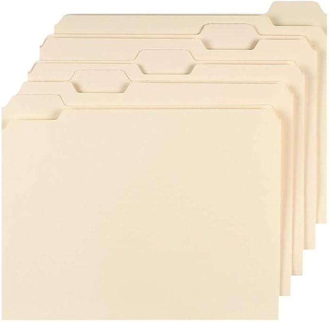 Staples Reinforced 5‑Tab File Folders, Letter Size, Manila, Heavy‑Duty Construction, 100/Box - Image 3