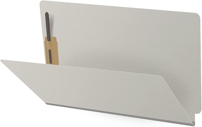 Ecom Folders End Tab Pressboard File Folders | Legal Size 25 Pt Stock with 2" Tyvek Expansion | Full Cut Tabs for Medical Charts, Legal Documents & Office Records | Light Gray, Box of 25 by Ecom+Folders
