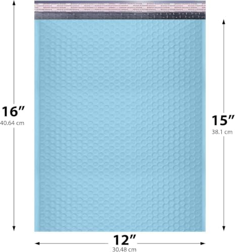 Light Blue Bubble Mailers 12x15, Self Seal Poly Padded Envelopes, 150 Pack - Image 2