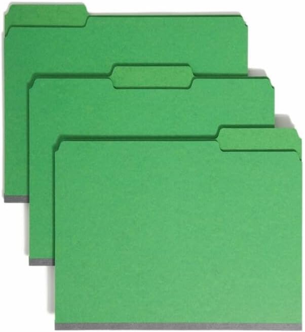 Smead Pressboard Fastener File Folder with SafeSHIELD Fasteners, 2 Fasteners, 1/3-Cut Tab, 2" Expansion, Letter Size, Green, 25 per Box (14938) by SMEAD