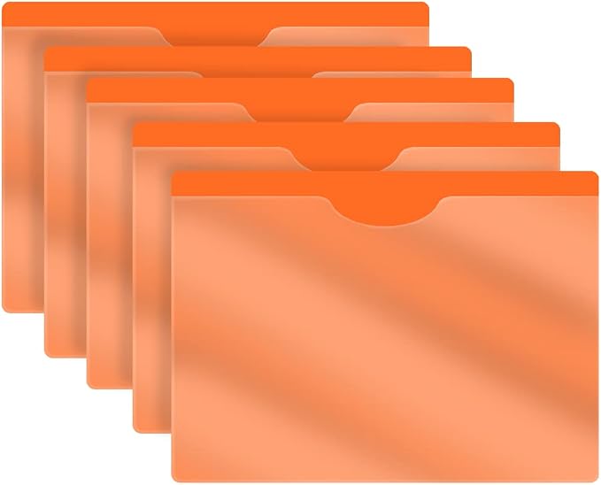 Orange Plastic Folders with Closed Sides, Doctor Stuff, Letter Size, Pack of 50 Clear Front Top Loading Job Jacket, Documents Holder for Office and Medical Files, Pack of 50 by DoctorStuff