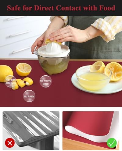 Wine Red Plastic Table Cover Protector, 36" x 72" PVC Desk Pad Mat - Image 6