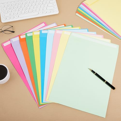100 Pcs 10'' x 13'' Catalog Envelopes Self Adhesive 32lb Manila Envelopes Kraft Peel & Seal for Secure Mailing Storage Organizing for Office Business Home(10 Colors) - Image 5