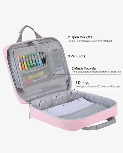 4 Inch Zipper Binder 3 Ring with Shoulder Strap,Tough/Multi-Pocket - Image 2
