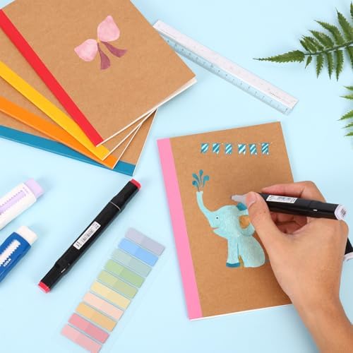 LABUK 40pcs Journals Bulk, A5 Kraft Lined Journaling Notebooks Bulk, Rainbow Composition Notebook, 12 Colors 60 Pages for Writing, School, Kids Gift - Image 4