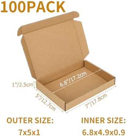 PHAREGE 100 Pack 7x5x1 inch Small Shipping Boxes, Brown Mailing Boxes - Image 2