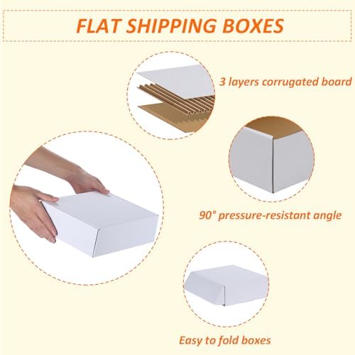 HORLIMER 10x8x3 inches Shipping Boxes Set of 25, White Corrugated Cardboard Box Literature Mailer, 25 Stickers Included - Image 3