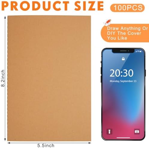 Mimorou 100 Pcs A5 Journals Notebooks Bulk,Brown,Grid - Image 2