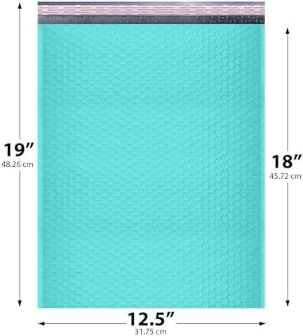 Teal Bubble Mailers 12.5x19, Self Seal Poly Padded Envelopes #6, 50 Pack - Image 2