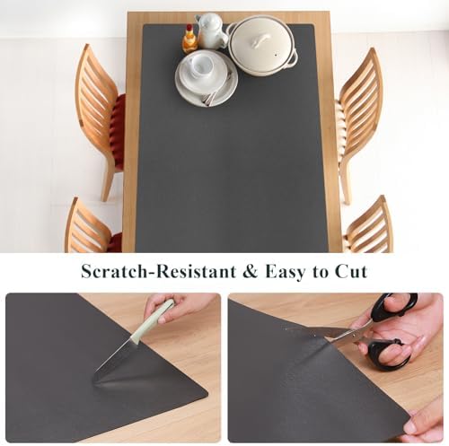 Dark Gray Leather-Look Plastic Table Protector Cover Pad, 36" x 72" - Image 3