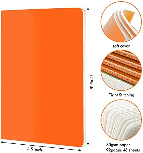 feela 36 Pack Soft Cover Journal Bulk, Lined Blank Travel Journal for Women Men Writing, Notebooks College Ruled for Work, Note Taking Notebook School Business Supplies, 8.2” x 5.5”, A5, Orange - Image 2