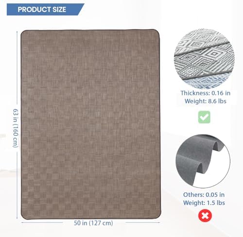 Chair Mat for Hardwood Floor, 50x63 Desk Computer Chair Mat for Hard Wood & Tile Floor, Large Anti-Slip Hard Floor Protector Rolling Chair for Office Home， Brown Square - Image 2