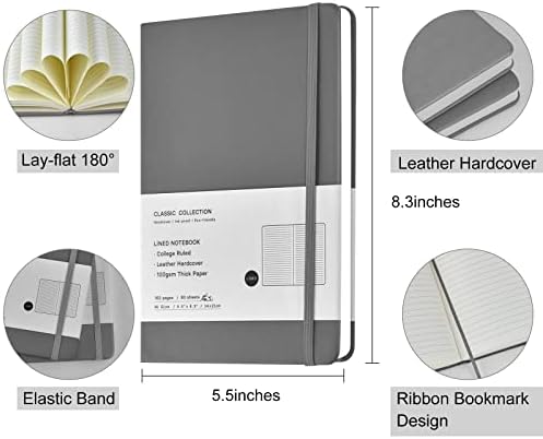 Coopay 24 Pack A5 Journal Notebooks Bulk, 160 Pages, 100GSM Thick Paper, 8.3 x 5.5 inch Hardcover Lined Leather Journals for Writing Office School Business,Bulk Notebook for Work Men Women(Gray) - Image 2