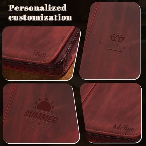 Personalized Genunie Leather Portfolio Binder, Customized Leather Portfolio for Men,3 Ring Binder Business Portfolio for Women, Organizer for A4 Legal Sized Notepad, Customized Gift, Red - Image 2