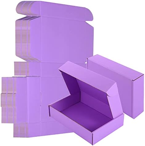 25 Pack Small Shipping Boxes Purple Corrugated Cardboard Box 9x6x2 inches，Corrugated Box for Packaging Small Business,Mailing Packing Literature Mailer,Shipping Gift Boxes by AIYUNNI