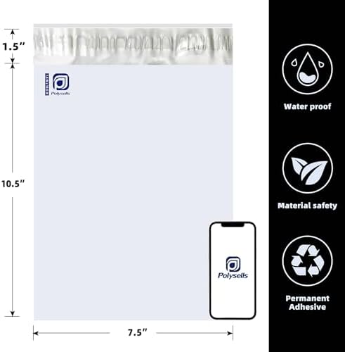 POLYSELLS 7.5x10.5 White Poly Mailers 4000 Pack Shipping Bags for Clothing - Image 2