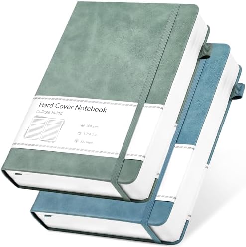 CAGIE Journals Notebooks for Women Men 2 Pack: Journaling Notebooks Journals for Writing Work Leather Diary Hardcover A5 Thick Note Taking Green& Blue by CAGIE