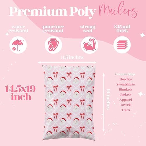 Pretty Package Store Poly Mailers 14.5x19, New Pink Santa, 100 Pack - Image 5