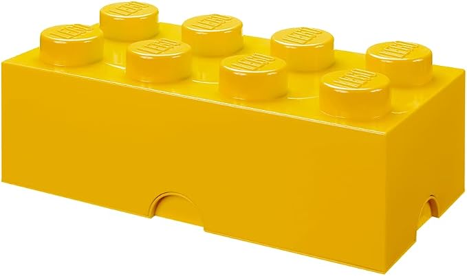 LEGO Storage Brick 8 12.1 L Storage Box with Lid Yellow | LEGO Brick Storage Box Stackable Organizer Toy, Desk & Shelf Storage 12.1 L Capacity Brick Size 8 by ROOMCopenhagen