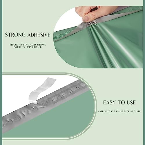 Metronic Poly Mailers 14.5x19 50PC Large Shipping Bags in Grayed Jade Green - Image 3