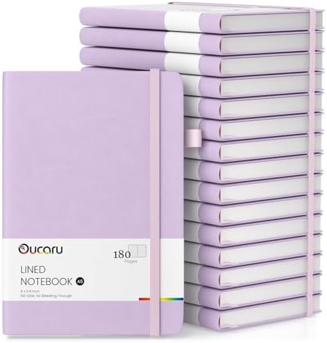 Oucaru 16 Pack Bulk Journal Notebook, A5 Lined Notebook Set, 180 Pages by Oucaru