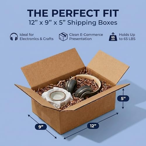 BOX USA Shipping Boxes Medium 12"L x 9"W x 5"H 25-Pack - Corrugated Cardboard Box for Moving, Mailing, Packing, Packaging and Storage - Image 2