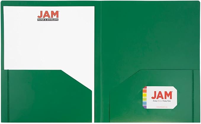 JAM PAPER Heavy Duty Plastic 2 Pocket Extra Tough School Folders - Green - 6/Pack - Image 4