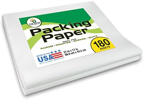 Tree House Packing Paper for Moving – 180 Newsprint Packing Paper Sheets – 27” x 17” Paper for Packing Dishes, Shipping, and Moving Supplies – Recyclable Movers’ Paper – Made in USA by TreeHousePadPaperInc
