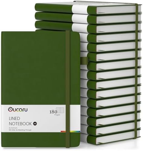 Oucaru 16 Pack Bulk Journal Notebook, A5 Lined Notebook Set, 180 Pages by Oucaru