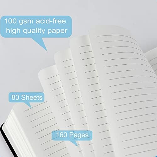 12 Pack A5 Journal Notebooks College Ruled Notebook Classic Leather Hardcover Lined Journals for Writing Office School Home Business, 8.3 x 5.5 inch, 100GSM Thick Paper, 160 Pages (Black, 12 Pack) - Image 4